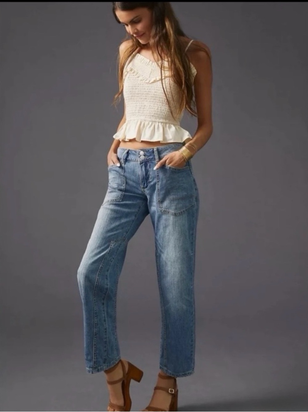 Anthropologie Pilcro The Wanderer Low Rise Jeans Waikiki Wash Size 34